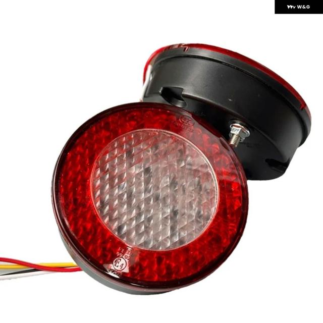 2E4 95MMハイ トラック ラウンド テールライト 12V赤 アンバー LED テールランプ トラック バス カーストップウィンカーバックライト_5