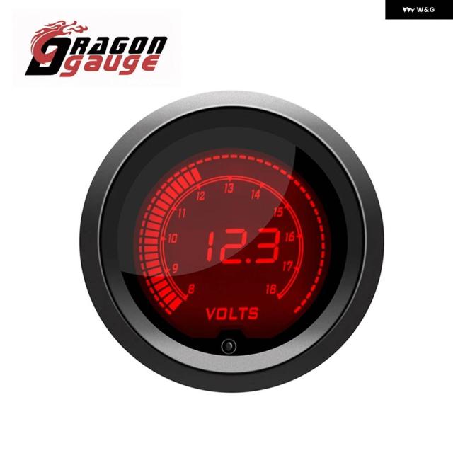 ドラゴンゲージ 52MM タコメーター 電圧ブースト 水温 オイル温度 オイルプレス ETG ゲージ LED デジタル表示 ゲージ 7色_12