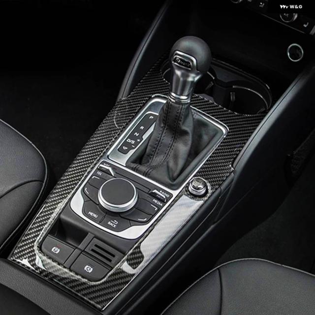 カー スタイリング センター コンソール シフト パネル 装飾 カバー ステッカー トリム アウディ A3 8V S3 2014-2019 カーボン