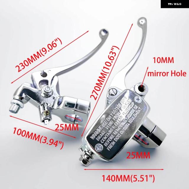 1ペア 25MM フロント バイク 油圧 ブレーキ ポンプ マスター シリンダー シルバー 左 右 ディスクブレーキ レバー ブレーキスイッチ M10