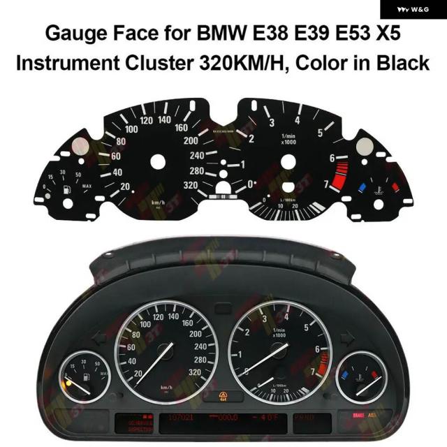 ゲージフェイスオーバーレイ BMW E38 E39 E53 X5 計器 クラス ター 240KM/H 320KM/H
