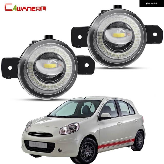 フォグライト アセンブリ 日産 マイクラ マーチ 4/IV K13 ハッチバック 2010-2018 30W LED エンジェルアイ DRL デイタイム ランニングランプ H11