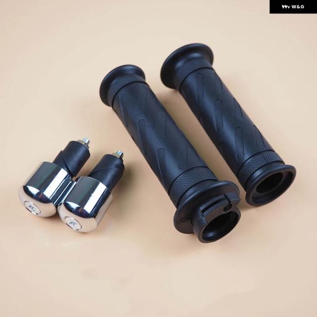 バイク 用 ノンスリップハンド グリップ ハンドルバー スロットル 7/8インチ 22MM+ バーエンド キャップ CG125GN125 GS150_3