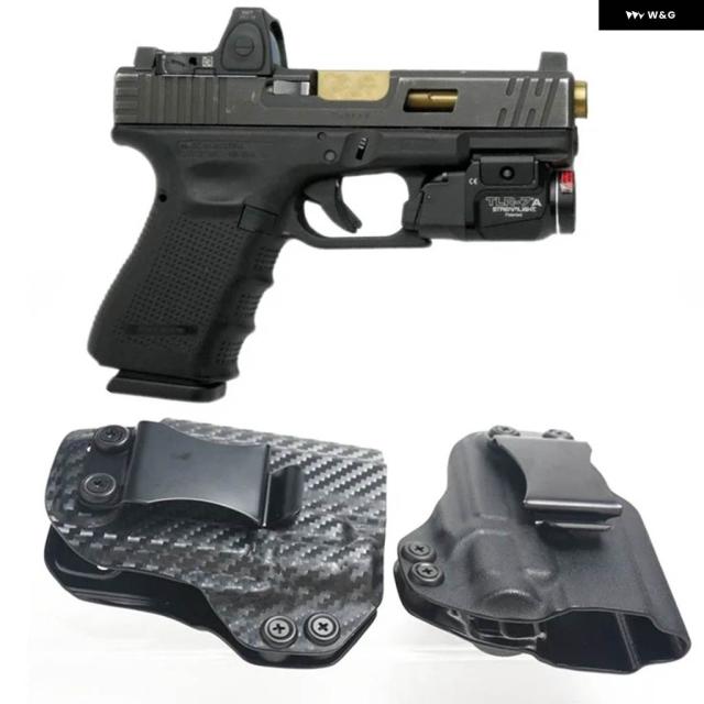 カーボン カイデックス IWB ホルスター ウエストバンド内 GLOCK G19 G25 G32 G23 G45 MOS GEN 3 4 5 ストリームライト TLR 7 7A フラッシュライト マガジン