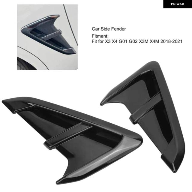 2PCS カーサイドフェンダー エアベント グリル トリム BMW X3 X4 G01 G03M X4M 2018 - 21_2