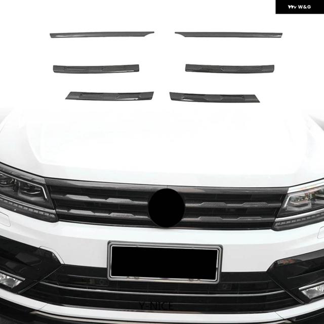 TIGUAN MK2 2016-2021 ブラック フロント バンパー メッシュ センター グリル スタイリング モールディング ストリップ カバー トリム