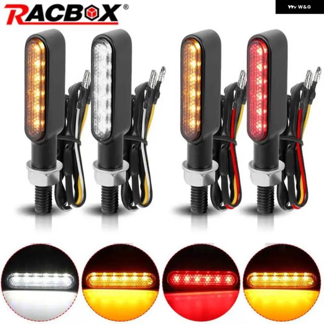 オートバイ LED ウィンカーライト DRL アンバー 流れるウィンカー インジケーター オートバイ ブレーキ ストップ リア ウィンカーランプ 12V