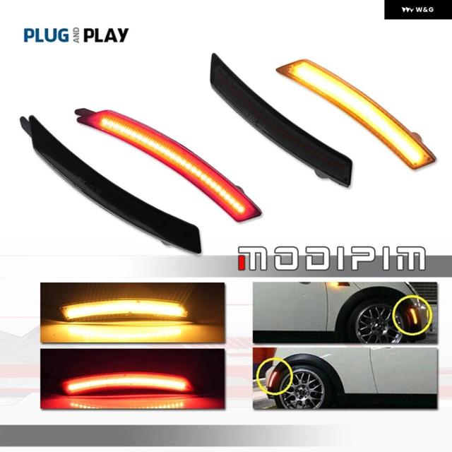フロント アンバー / リア レッド LED サイド マーカーライト フェンダーフレアランプ 2007-2016 GEN 2ND MINI COOPER R55 R56 R57 R58 R59 R60 R61