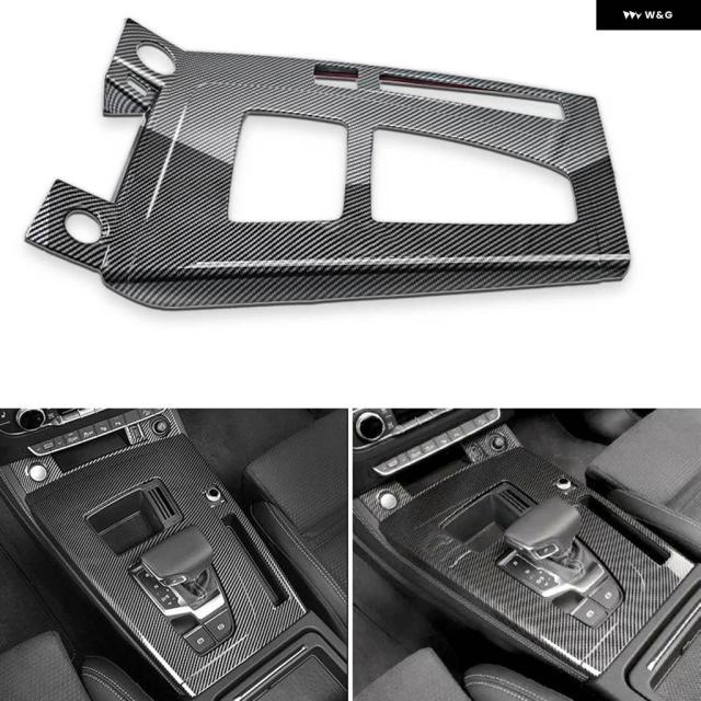 ABS カーボン テクスチャ センター コントロール ギア シフト パネル フレーム カバー トリム アウディ Q5 Q5L FY 2018 - 21 LHD