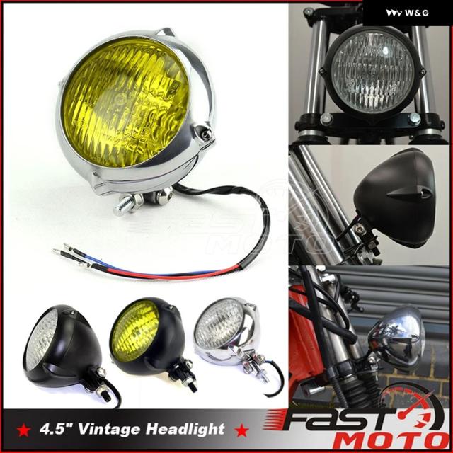 ヤマハ レトロバイクヘッドライト 4.5インチ イエローレンズライト ハーレー カワサキ スズキ チョッパー カスタム用 ヤマハ レトロバイクヘッドライト 4.5インチ イエローレンズライト