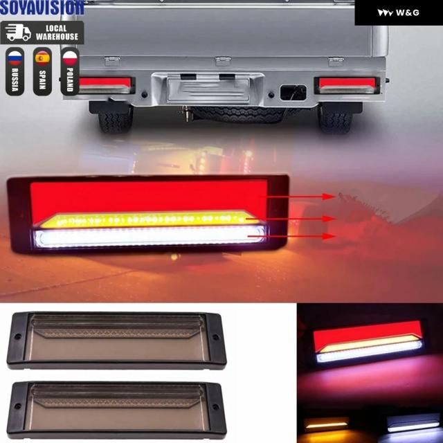 12V/24V 流れるウィンカー LED リア テール マーカー ランプ シーケンシャル 左右 2個/テール＆ブレーキ連動 赤 レンズ ウインカー 黄 D | 12V⁄24V 兼用 シーケンシャル 流れるウィンカー LED リア