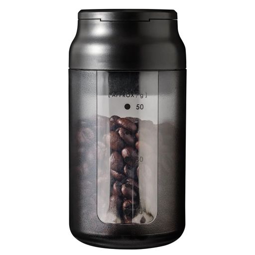 アンドエヌイー(&NE) ポータブルコーヒーキャニスター NIKII CAFE ブラック 直径6×高さ12.1CM 5杯分 日本製 コーヒー豆専用 保存容器 コンパクト 傾けるだけで計量 計量スプーン不要 目盛り付…
