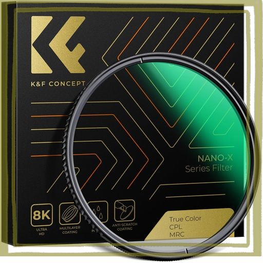 K&F CONCEPT 67MM TRUE COLOR CPLフィルター 黄色被り解消可能 コントラスト 反射調整 偏光フィルター 両面28層コーティング