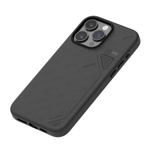 AULUMU A15 VEGAN LEATHER FOR IPHONE 15 PRO マグネットケース [ユニークな冷却窓] - MAGSAFE対応 [メタル個別ボタン] - ブラック