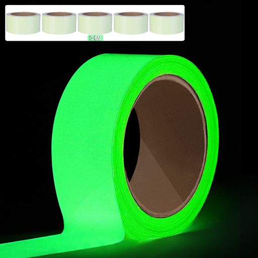 PURSUE 蛍光テープ 高輝度蓄光テープ 夜光テープ 蓄光 反射 テープ 蛍光テープ屋外 非常時 防災対策品 キッチン廊下 階段 屋外 壁 出口標識 幅5CM×長さ5M (5)の通販は