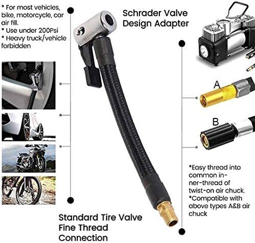 ZOYUBS 車 バイク空気入れエアーホース バルブ延長チューブ ポンプ延長ホース タイヤエアー ポンプ延長ホース 32TPI/0.3インチ に対応ナッツ空気入れ 延長ホース タイヤインフレーション 空…