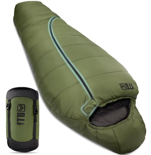 1TG TACTICAL 寝袋 マミー 型 シュラフ 夏用 冬用 オールシーズン 適用温度-4°C~4°C 耐寒保温 250G/M2高機能中綿 丸洗い可能 形崩れしない コンパクト 軽量 防水 防風性高い アウトドア 防災 登山…
