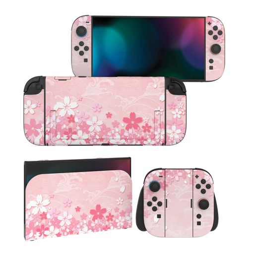 PLAYVITAL NINTENDO SWITCH 2(2025)本体・JOYCON対応 フルセット保護ステッカーシール 2セット カスタマイズ用ビニールステッカー ドック&グリップスシール付き【桜の花びら】