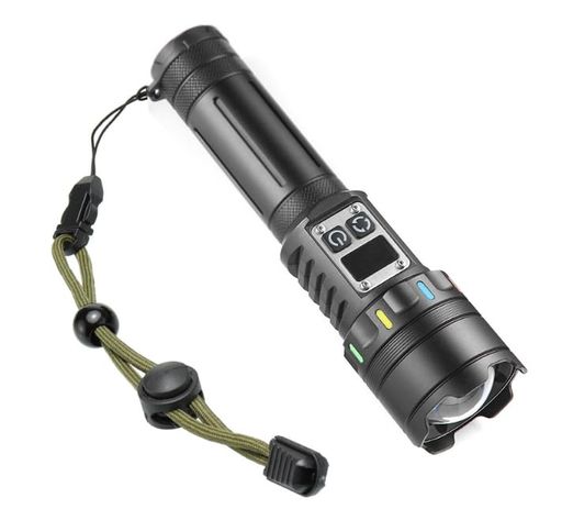 【2025新型 ダブルキー ディジタル電気量】懐中電灯 LED 強力 軍用 最強 超高輝度 4500000ルーメン 明るい 13000M 超長遠射 ペンライトTYPE-C USB充電式 小型 超強力 ハンディライト 9モード 白&赤…