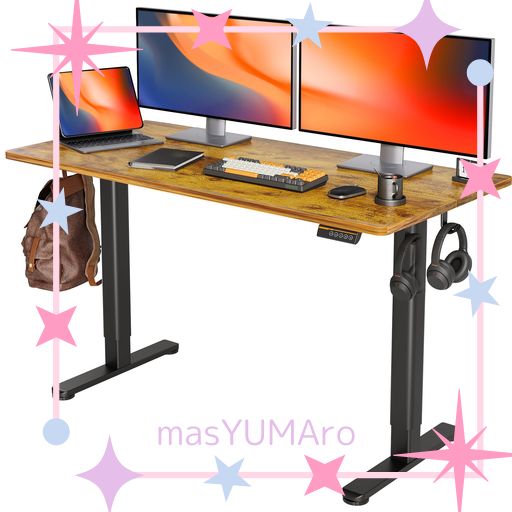 Claiks 昇降デスク 電動 スタンディングデスク 昇降式 ブラウン天板 Claiks 昇降デスク ガラス スタンディングデスク 電動