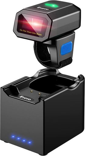 EYOYO バーコードリーダー QRコードリーダー ワイヤレス 充電スタンド付き バーコードスキャナー 2次元 1次元 液晶コード対応 日本語コード対応 ミニ 指輪型 携帯便利 USB 2.4GHZ BLUETOOTH対応 1D…