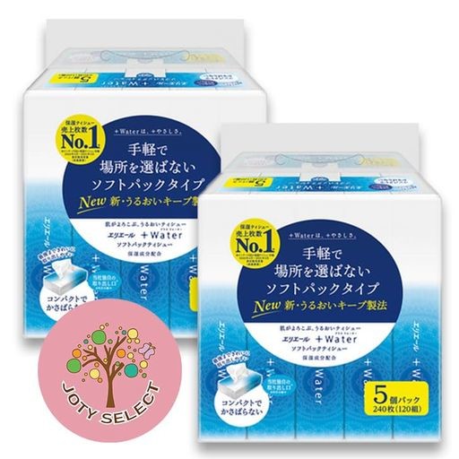 エリエール プラスウォーター ソフトパックタイプ 5個パック 240枚(120組)×2セット ティッシュ