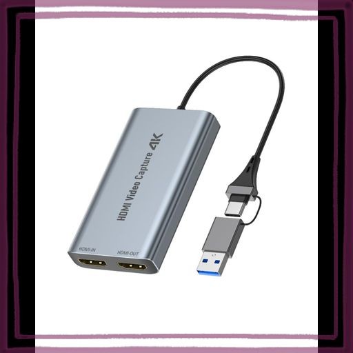 C.AMOUR 4K キャプチャーボード 4K入力 1080P@60HZ TYPE C&USB キャプチャ HDMI パススルー USB 3.0 ゲームキャプチャー USB/TYPE C 2 IN