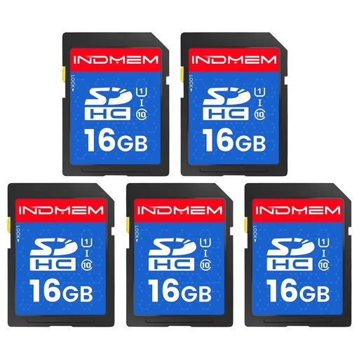 INDMEM SDカード 16GB 5枚セットSDHC メモリーカード UHS-I U1 CLASS10 高速 FULL HD ビデオ 撮影