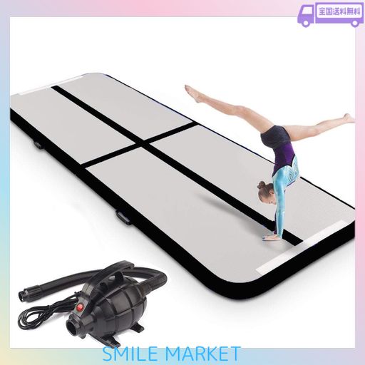 エアートラック 体操 エアマット タンブリングマット 3/4/5/6M長さ1M幅10/20CM厚 体操転倒マット インフレータブル エアーポンプ付き 家庭用/トレーニング/チアリーディング/テコンドー/水上…