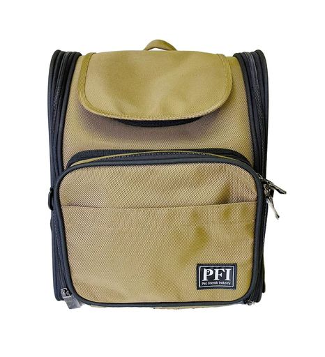 PFI(ピーファイ) ペットキャリー コンパクトタイプ カーキ 犬用 猫用 リュック 防災設計 メッシュ窓 拡張機能 ケージ 折り畳み アウトドア 旅行 通院 避難用 丈夫な生地