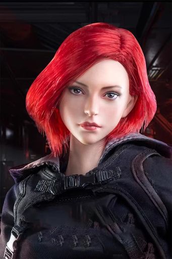 VERYCOOL VCF-2060 1/6ヘッドカービング 美人ヘッドスカルプト長い髪付きフィギュアヘッド 女の子カービングフィット12インチの女性アクションフィギュア素体 (B)