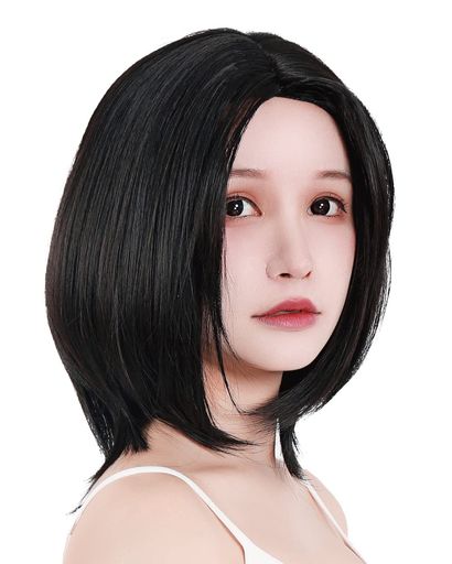 [TEFURE]ウィッグ ショート 黒 ボブ センター分け メンズ ロング 黒髪 頭皮 自然 コスプレ ウィッグネット 付 センターパートリッチボブ ブラック F-D119-BK