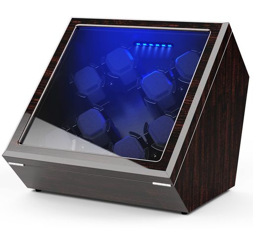 ワインディングマシーン 8本巻き上げ 腕時計自動巻き機 日本製マブチモーター ウォッチワインダー 自動巻き 高級時計ケース 静音設計 LEDライト付き 蓋を開くと回転停止 Sサイズクッション8個付属の通販は