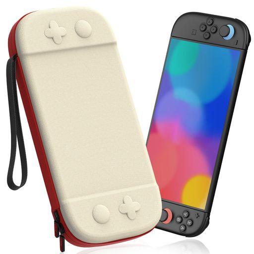 STARTRC GAMES SWITCH 2 ケース スイッチ2 ハードケース 薄型 ナイロン素材 持ち運び便利 軽量 可愛い 耐衝撃 ゲームカード12枚収納 全面保護 キャリングケース (ホワイト レッド)