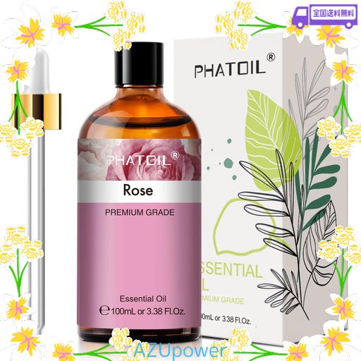 PHATOIL アロマオイル ローズ 100ML エッセンシャルオイル 精油 ローズオイル アロマディフューザー 芳香用