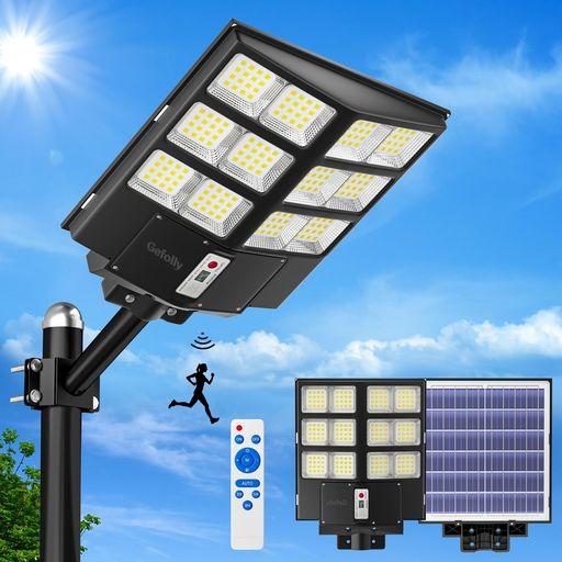 【強力・爆光】GEFOLLY ソーラーライト 屋外 街灯 600W 36000LM LEDソーラー街灯 IP67防水 三つ照明モード リモコン付き タイマー機能 無段階調光 暗く成ると自動点灯 人感センサー付き 外灯 ソ…