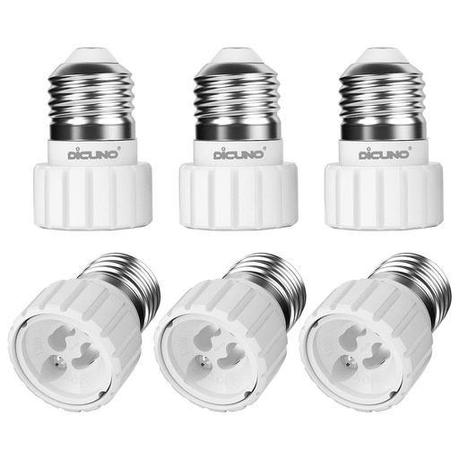 DICUNO E26→GU10 口金変換アダプター 電球ソケット 最大仕事率200W 160度耐熱 6個セット