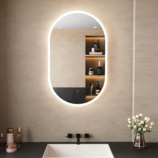 SUNROSA ミラー 鏡 LED 壁掛け スチールミラー/強化ガラス 女優ミラー