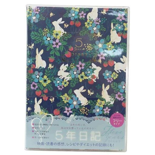 ☆ 気球 ☆ 5年ダイアリー 日記帳 5年日記 クローズピン ダイアリー ノート 5年連用日記 フリータイプ 日付フリー A5サイズ しおりひも付き