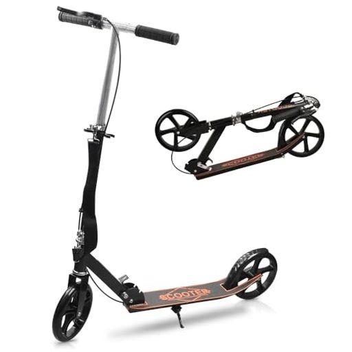 キックボード キックスクーター 肩ベルト付き 折りたたみ式 子供 大人用 ハンド/フットブレーキ 4段階高さ調節 立ち乗り式二輪車 耐荷重150KG クリスマスプレゼント/誕生日プレゼント/子供日 日本語取扱説明書(ブラック)の通販は 8,170円