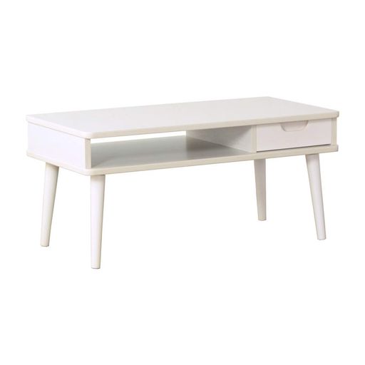 岩附 リビングテーブル 引き出し 収納 木製 天然木脚 コンパクト 幅80×奥行40×高さ37CM 白 ホワイト IW-37WHの通販は 15,234円