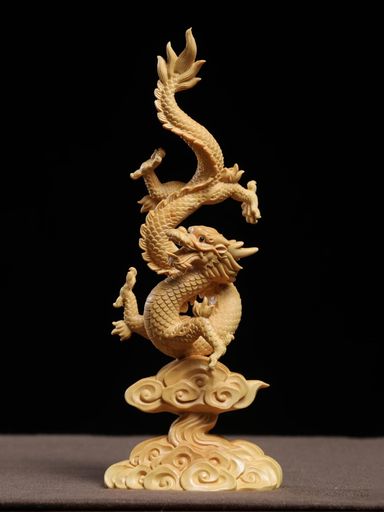 龍 置物 木彫り 辰年 置物 龍神様 グッズ 金運上がる置物 (高さ20CM