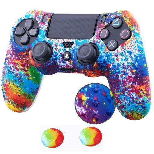 ZOMTOP PS4 コントローラー カバー シリコーン保護 オリジナルの充電器で充電できます 滑り止めデザイン 両面印刷パターンに適しています 滑り止めスタッズドット(ステッカー爆弾)