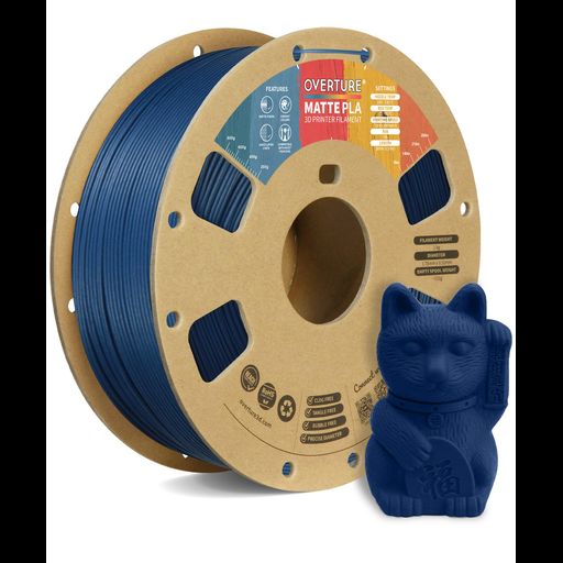 OVERTURE マット PLA フィラメント素材 1.75MM アップグレード版 3Dプリンター フィラメント, マット PLA 1KG スプール (2.2 LBS) MATTE PLA フロステッドテクスチャー (マットネイビーブルー)