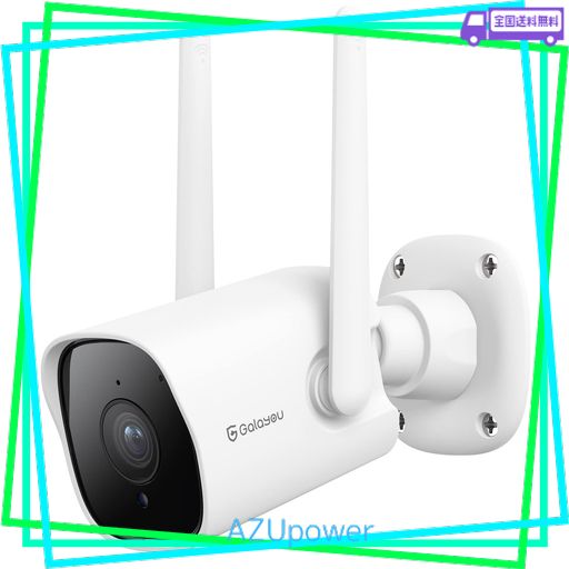 GALAYOU Y1監視カメラ小型屋外 300万画素 IP65防水カメラ 24時間常時録画 暗視撮影 2.4GWI-FI ワイヤレス ALEXA対応ネットワークカメラ 双方向音声 2.4GWIFI 動体検知 遠隔操作 家族共有 