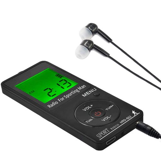 小型携帯ラジオ 人気 AM/FM/ワイドFMスポーツラジオ 充電式デジタルクロックポータブルラジオ スリープおよび歩数計機能付き 高感度 バックライト ディスプレー ステレオイヤホン 多機能…