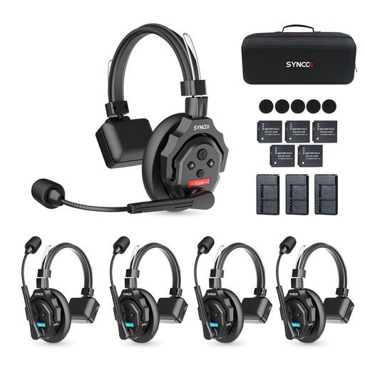 SYNCO XTALK X5 ワイヤレスインカムヘッドセット 5人対応 全二重ワイヤレスインカムシステム 3.5MM音声モニタリング 最大20H稼働 複数セット組み合わせ可能 350M(LOS) AECノイズキャンセル HUB必要…