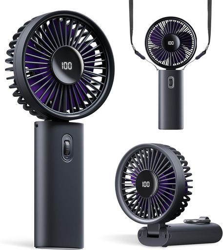 SEIMINA ハンディ扇風機 100段階風量 携帯扇風機 折り畳み可能 液晶LEDディスプレイ 16DB 静音 DCモーター 4000MAH大容量バッテリー 最大24時間連続使用 手持ち 卓上 首掛け ポータブル扇風機 通…