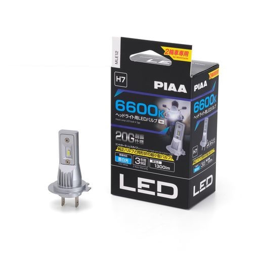 PIAA バイク用ヘッドライトバルブ LED 6600K コントローラーレス 防水/防塵タイプ(JIS S2) 1300LM H7 12V 14W 耐震仕様 車検対応 ノイズ対応 3年保証 1個入 MLE12