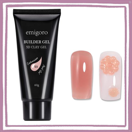 EMIGORO 長さだし ジェルネイル ポリジェル 粘土ジェル 60G パーツ固定 3Dパーツ 立体ネイル 粘度ネイル UV/LEDライト対応 初心者用(ピンク)